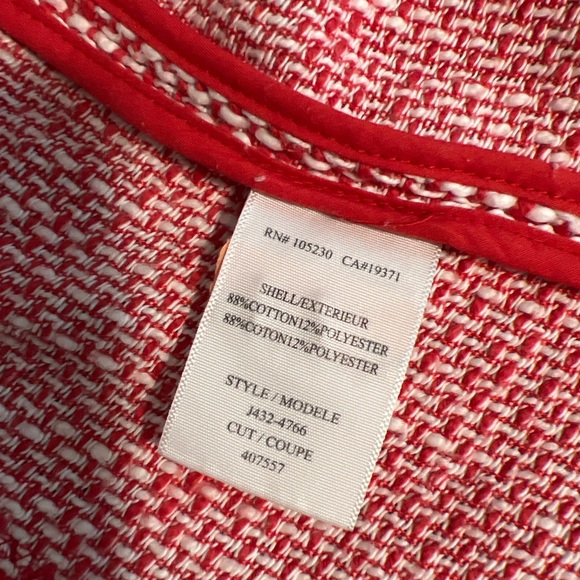 Joie Coral Red/White/Off White Fitted Jacket Small - Picture 4 of 6